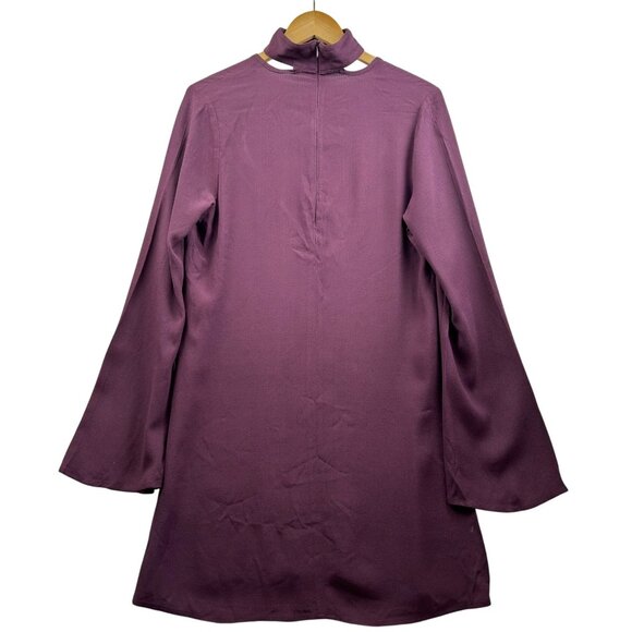 FLYNN SKYE WOMEN'S CHOKER MINI DRESS LARGE Y2K PLUM BELL SLEEVE ROMANTIC GOTH - Picture 3 of 7